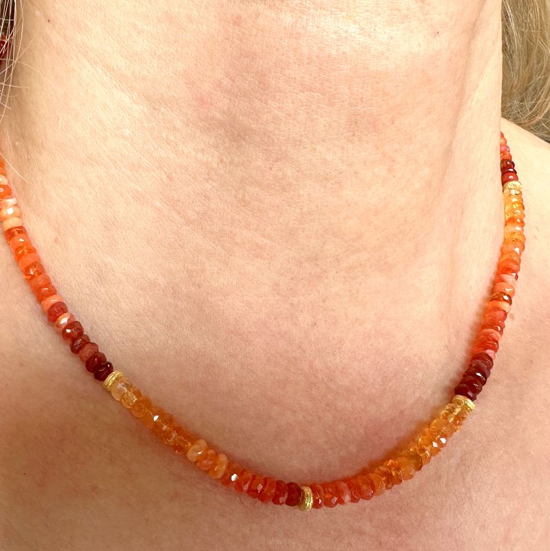 Gemstone necklace genuine natural mexican fire opal