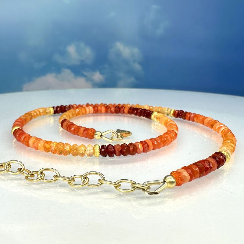 Gemstone necklace genuine natural mexican fire opal