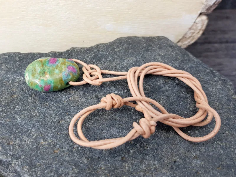 Ruby fuchsite tumbled stone