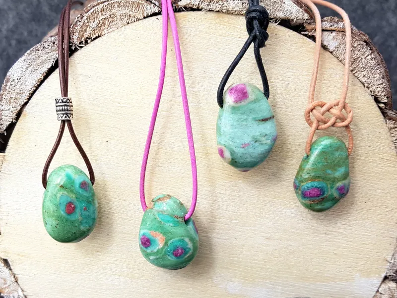 Ruby fuchsite tumbled stone