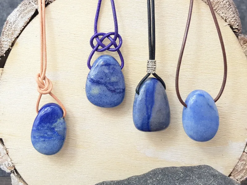 Blue quartz tumbled stone