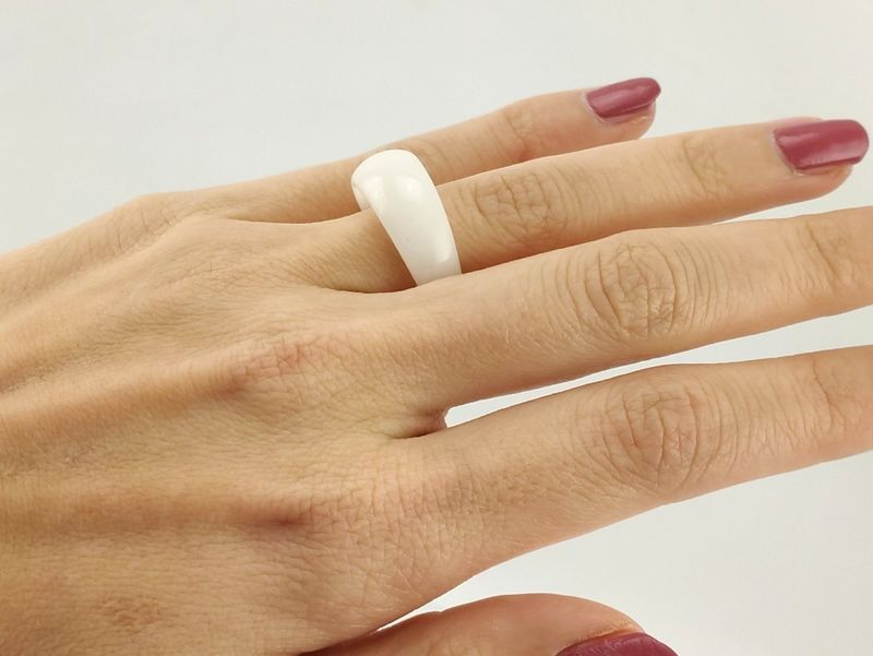 White Jade Ring Convex Shape