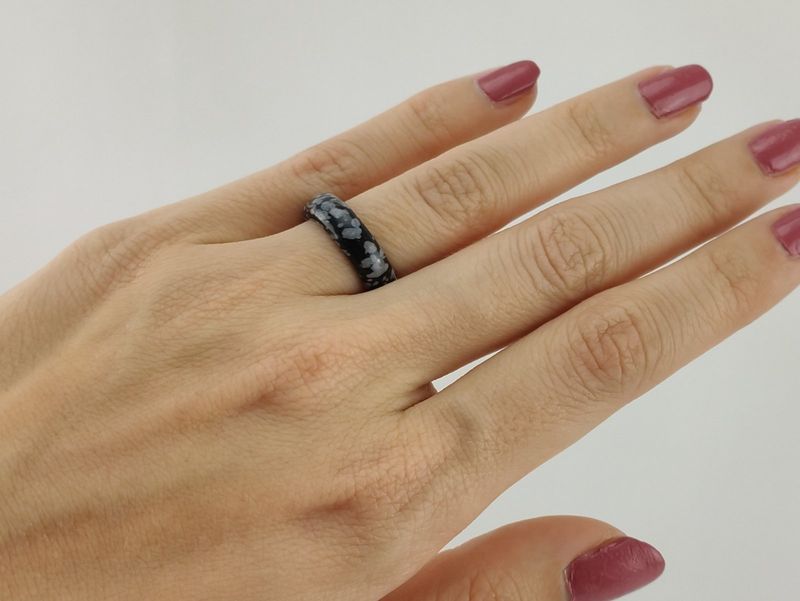 Snowflake obsidian ring
