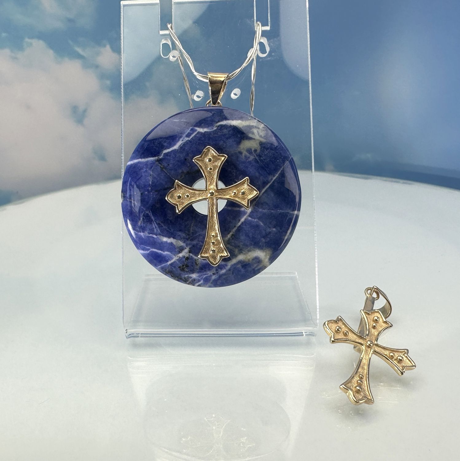 Gold-plated copper cross donut holder 