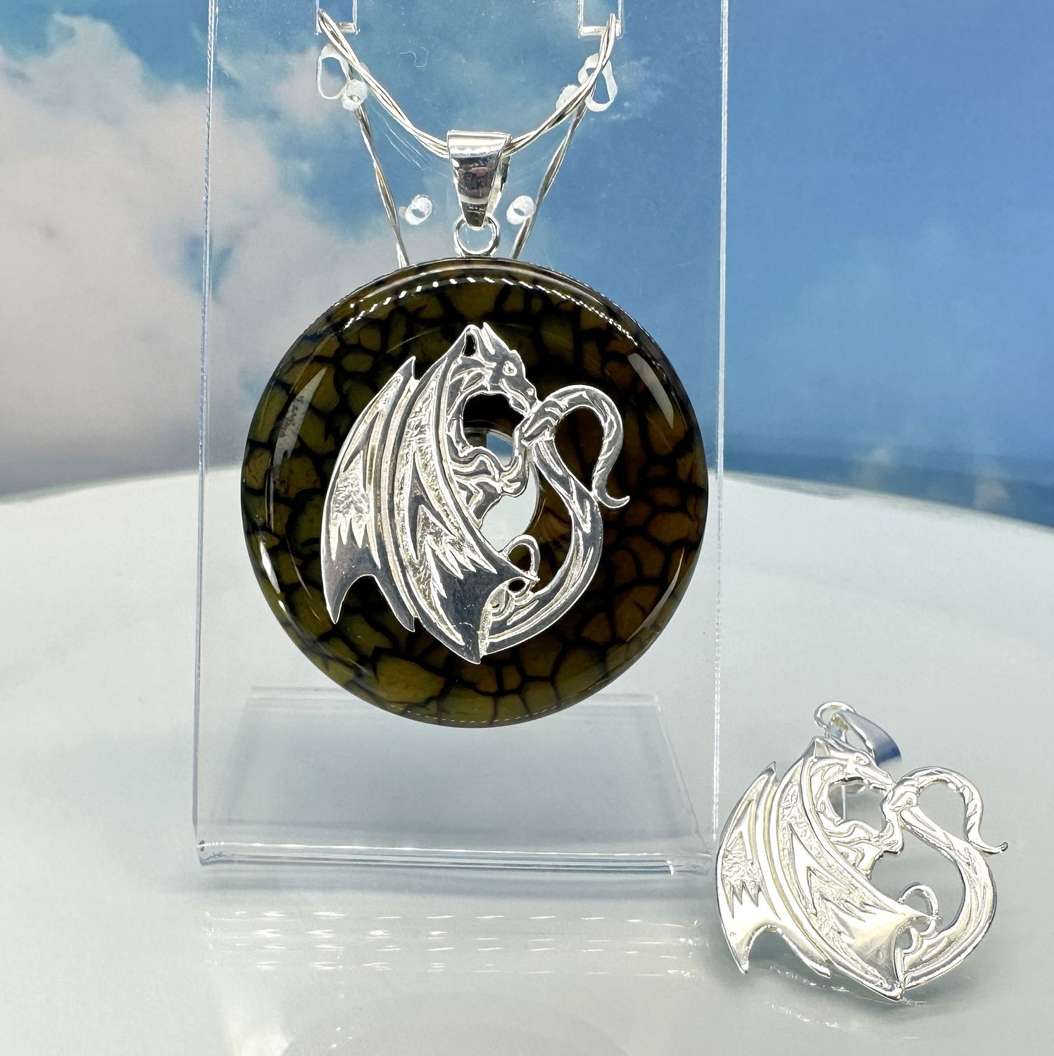 Donut holder dragon silver 925 or silver-plated copper