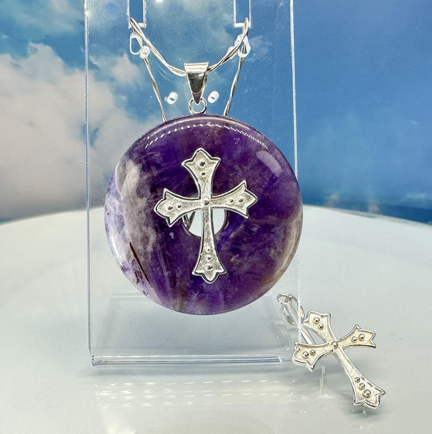 Cross donut holder silver
