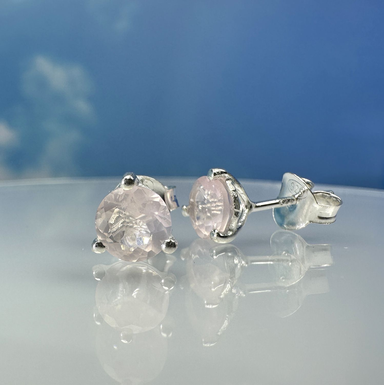 Earrings / Stud Earrings Rose Quartz 925 Silver