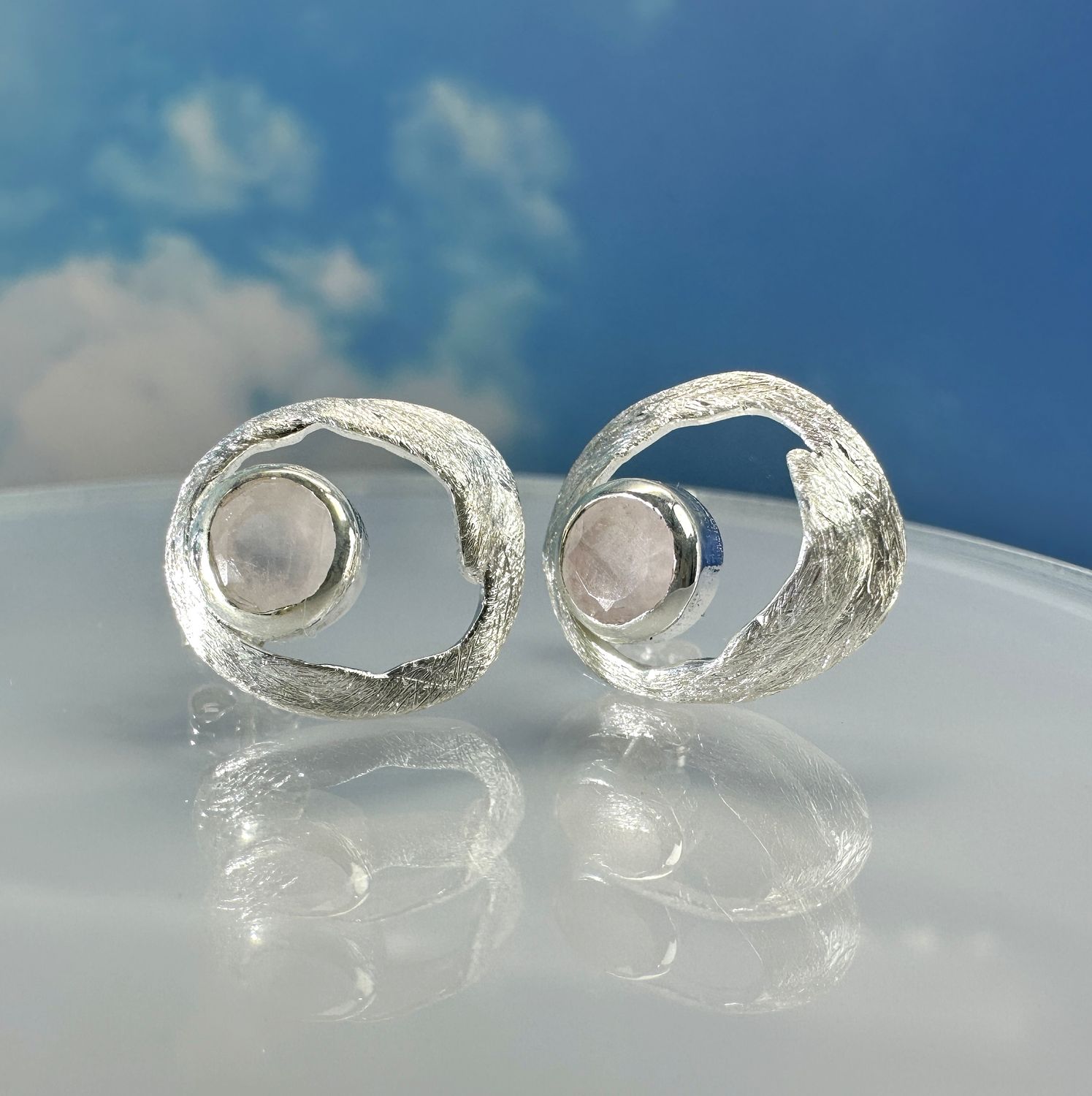 Earrings / Stud Earrings Rose Quarze 925 Silver