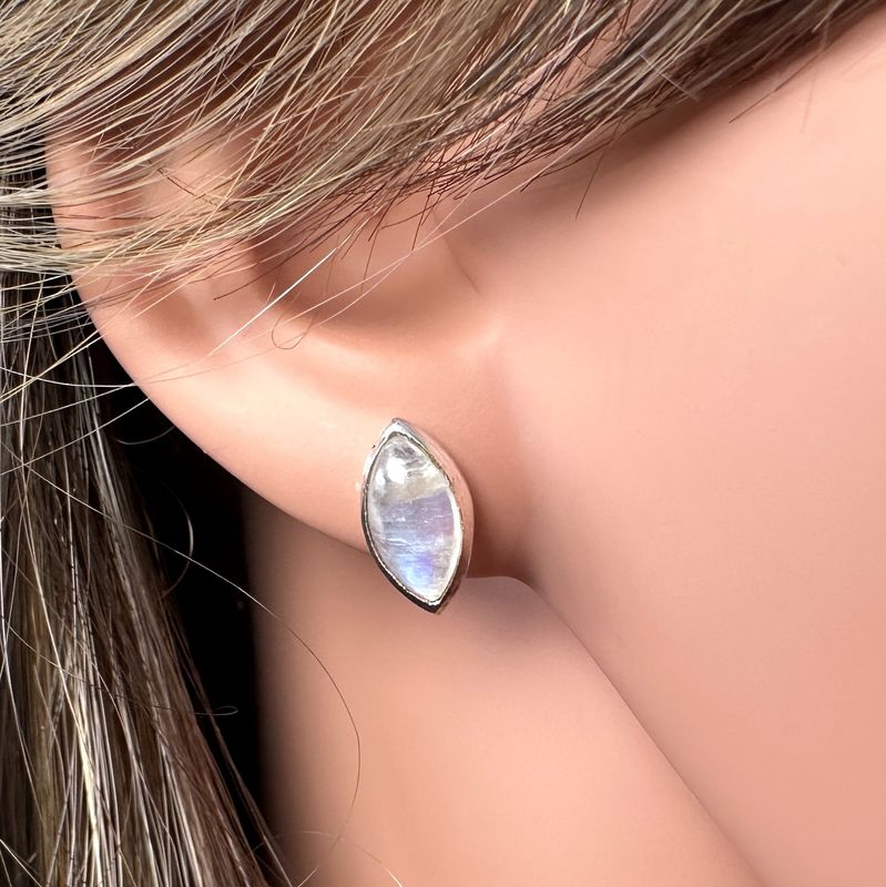 Earrings / Stud Earrings Moonstone - Rainbowmoonstone 925 Silver