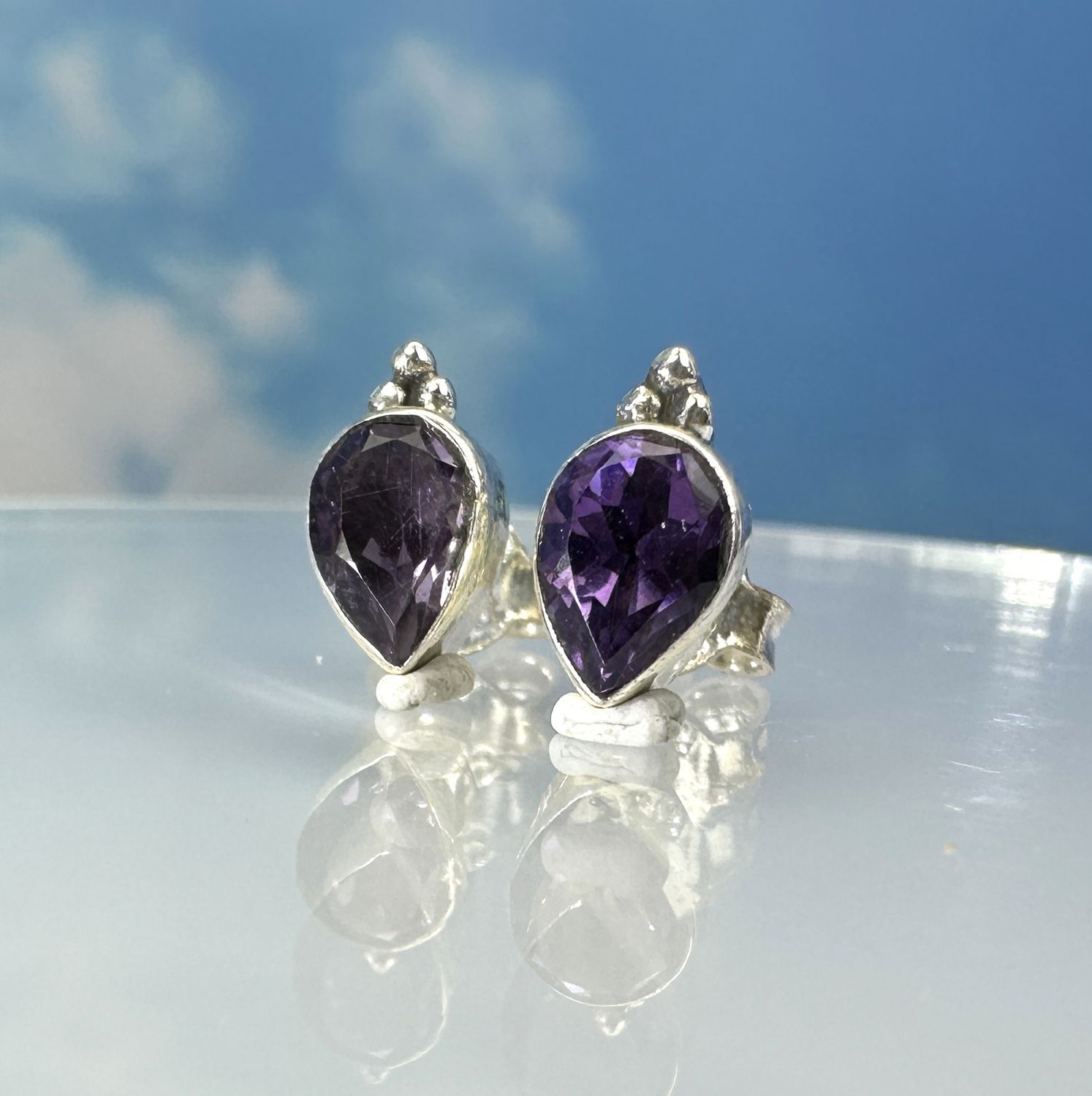 Earrings / Stud Earrings Amethyst 925 Silver