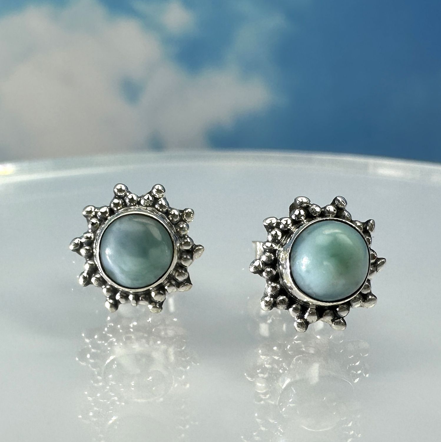 Earrings / Stud Earrings Larimar 925 Silver