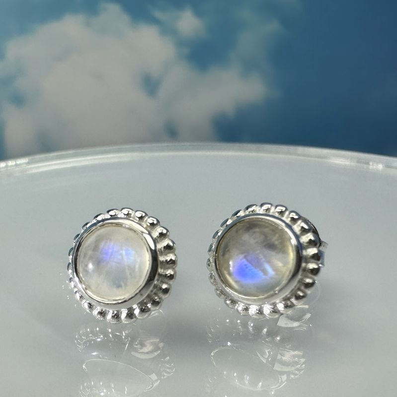 Earrings / Stud Earrings Moonstone - Rainbowmoonstone 925 Silver