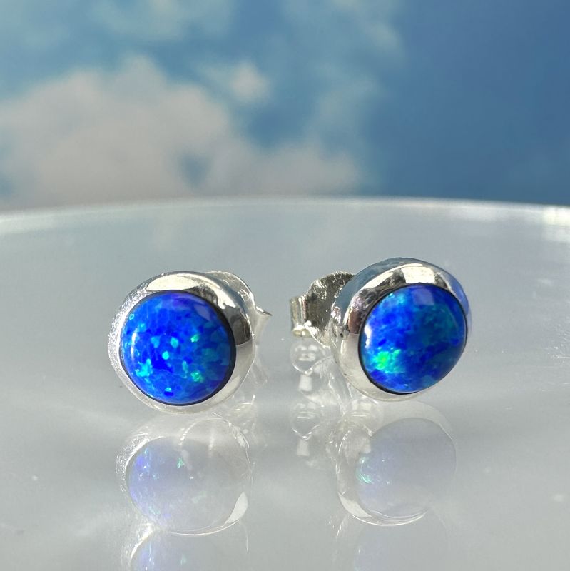 Earrings opal 925 silver blue