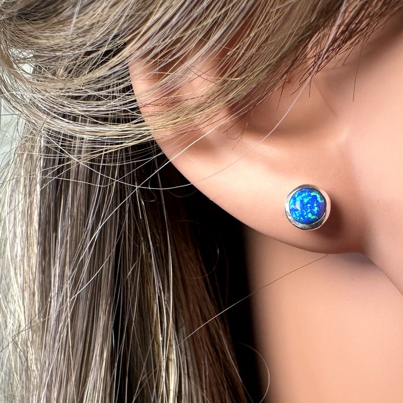 Earrings opal 925 silver blue
