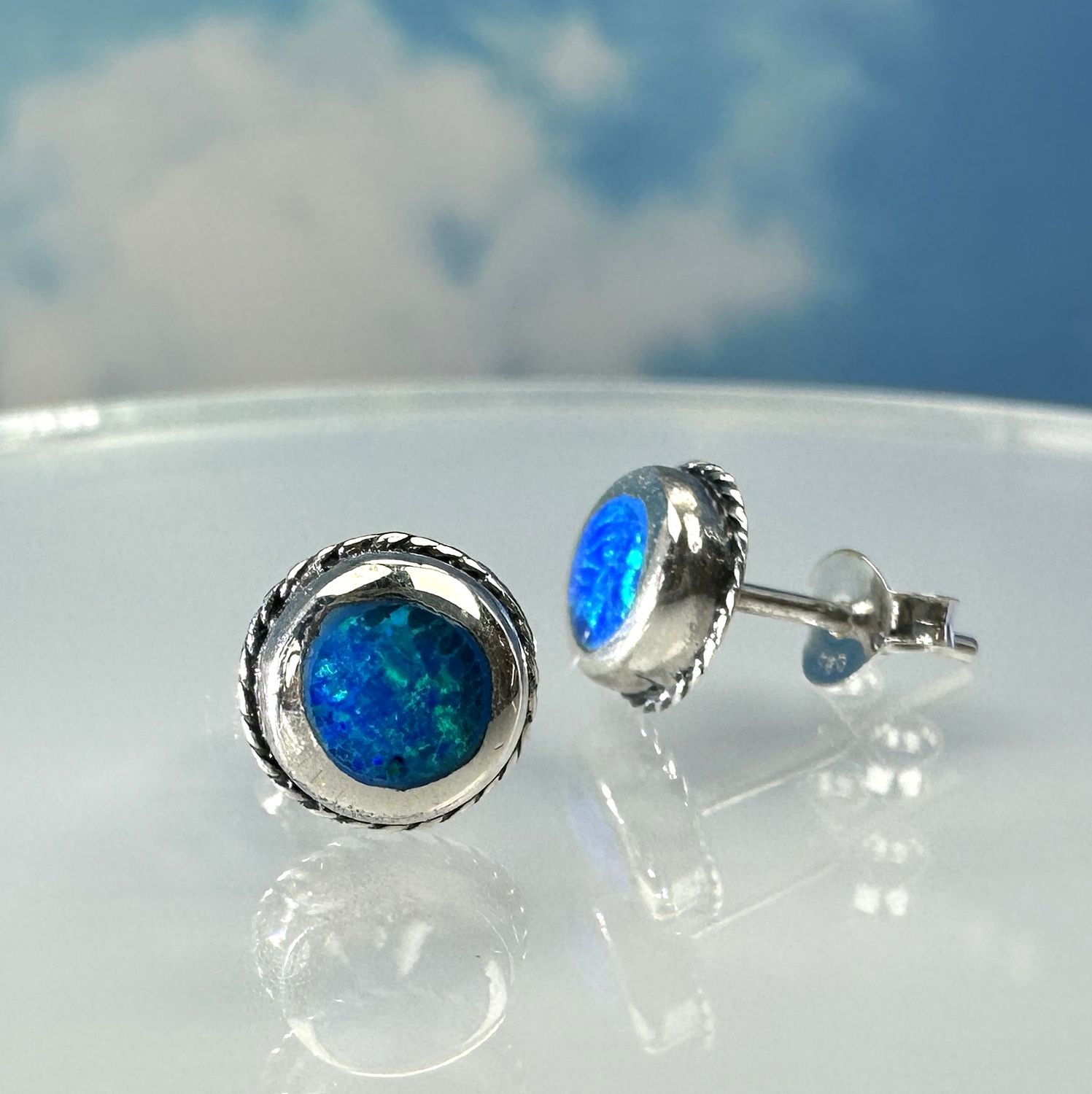 Earrings opal 925 silver