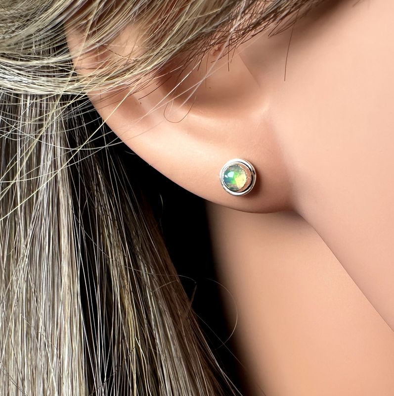 Timeless Classic Earrings made of genuine Opal in 925 Silver.