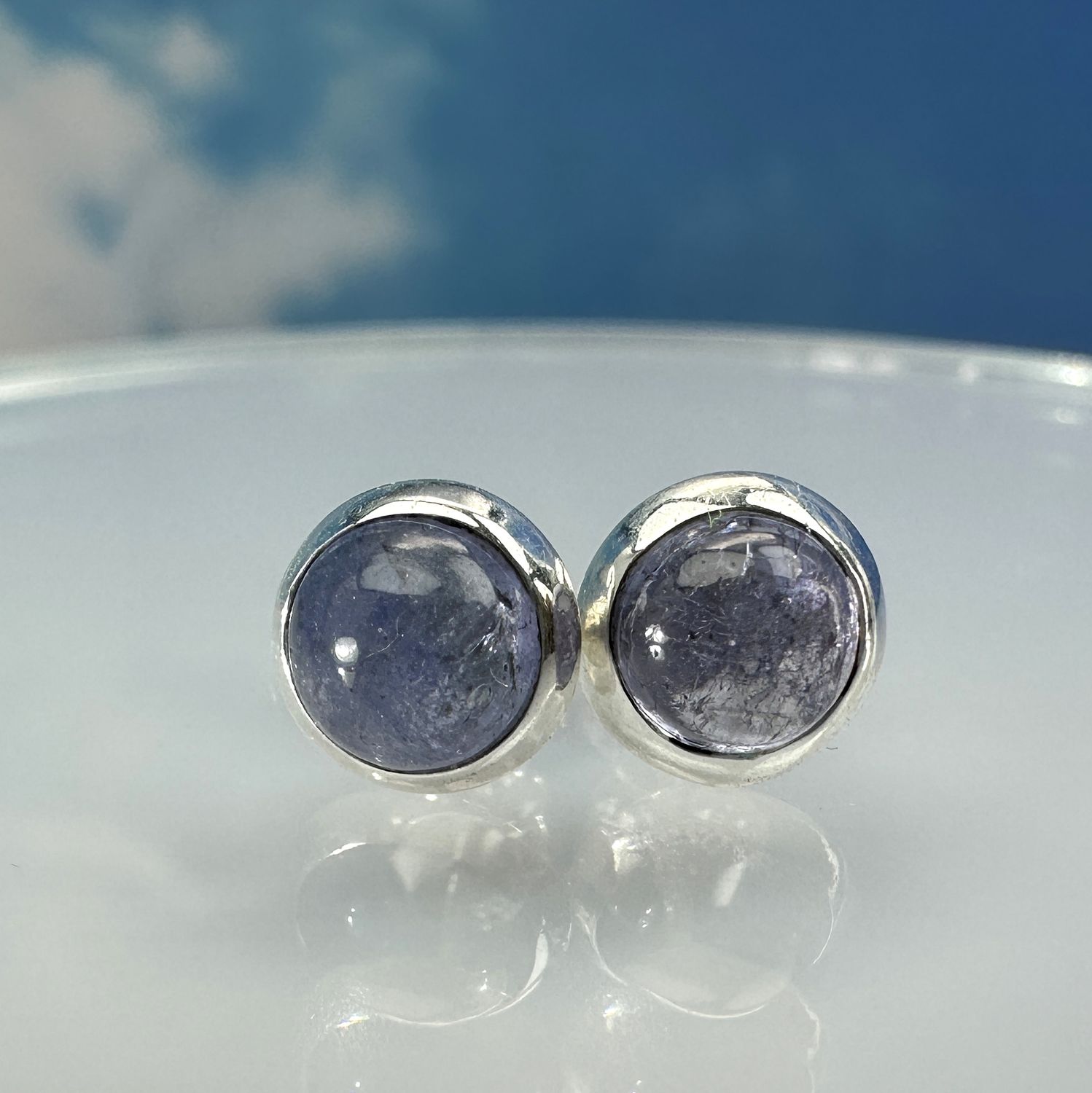 Earrings / Stud Earrings genuine, natural Tanzanite 925 Silver