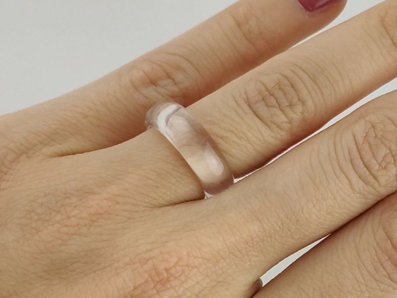 Ring made of genuine rock crystal