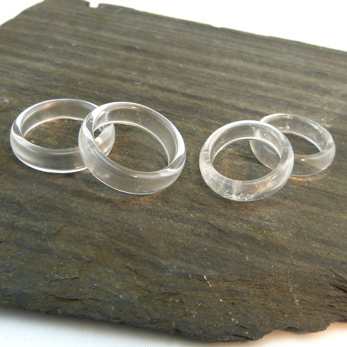 Ring made of genuine rock crystal