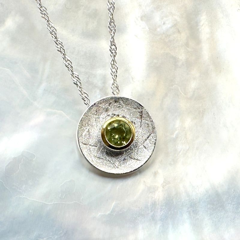 pendant topaz bicolor with necklace 18 ct. gold 925 silver