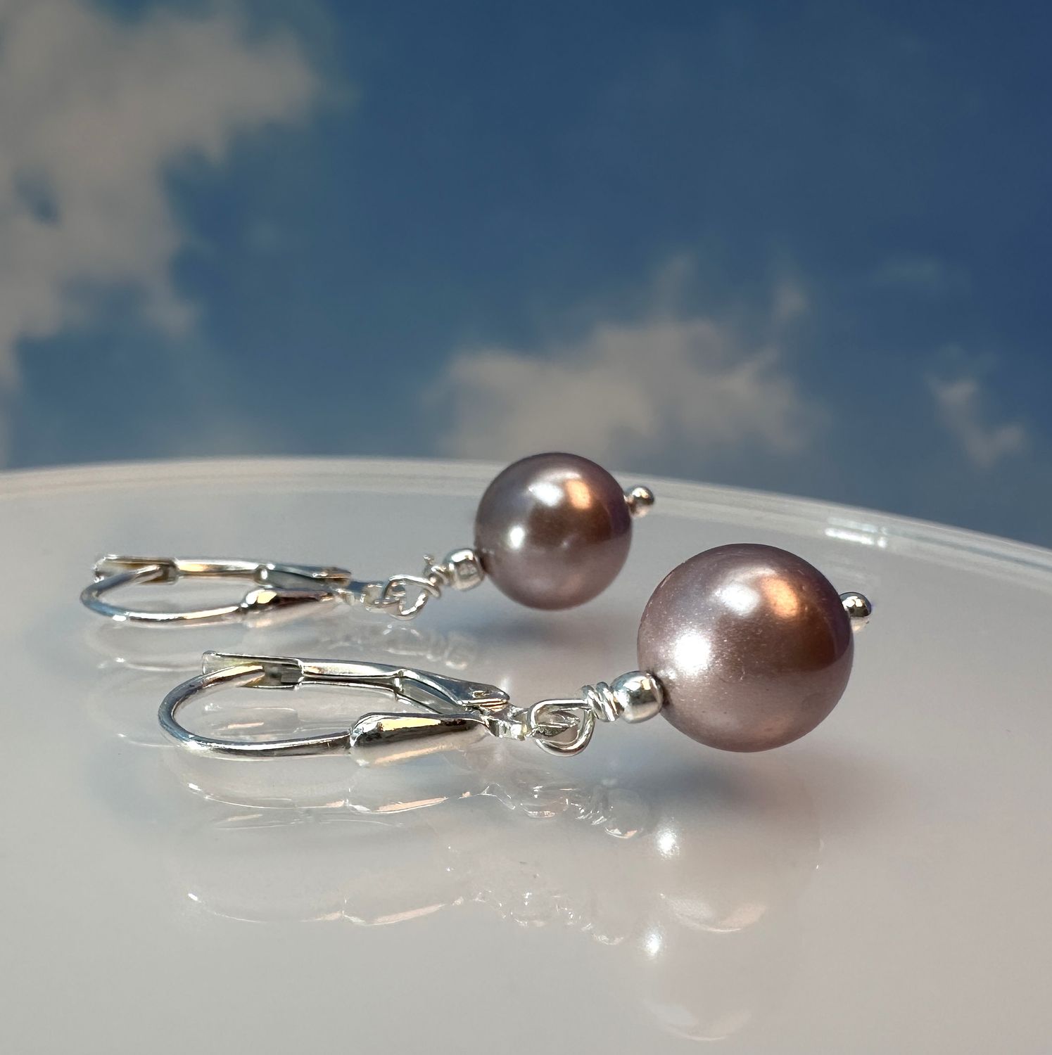 Earrings pearl 18 ct gold plated