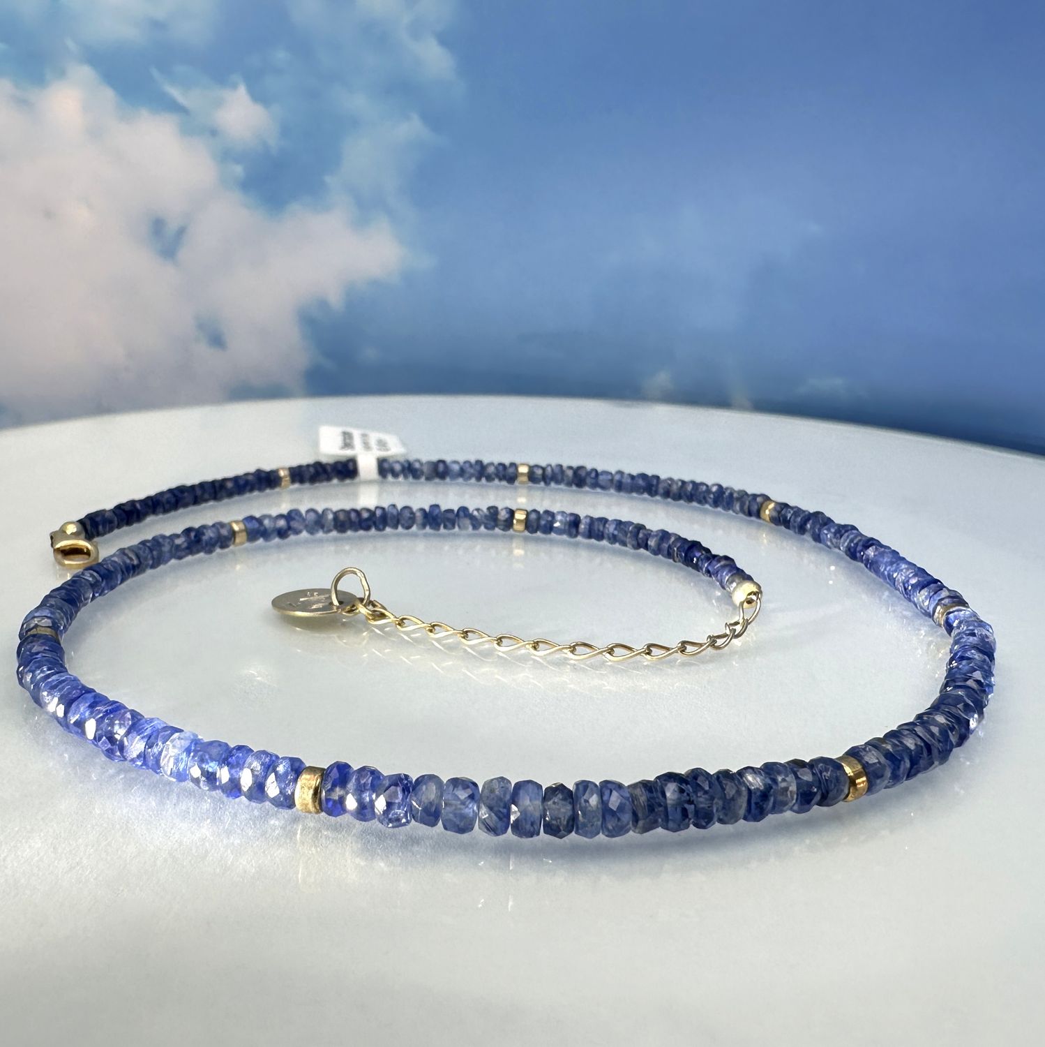 Beautiful, elegant necklace made of faceted genuine Kyanite Quality with elements made of 925 sterling silver.