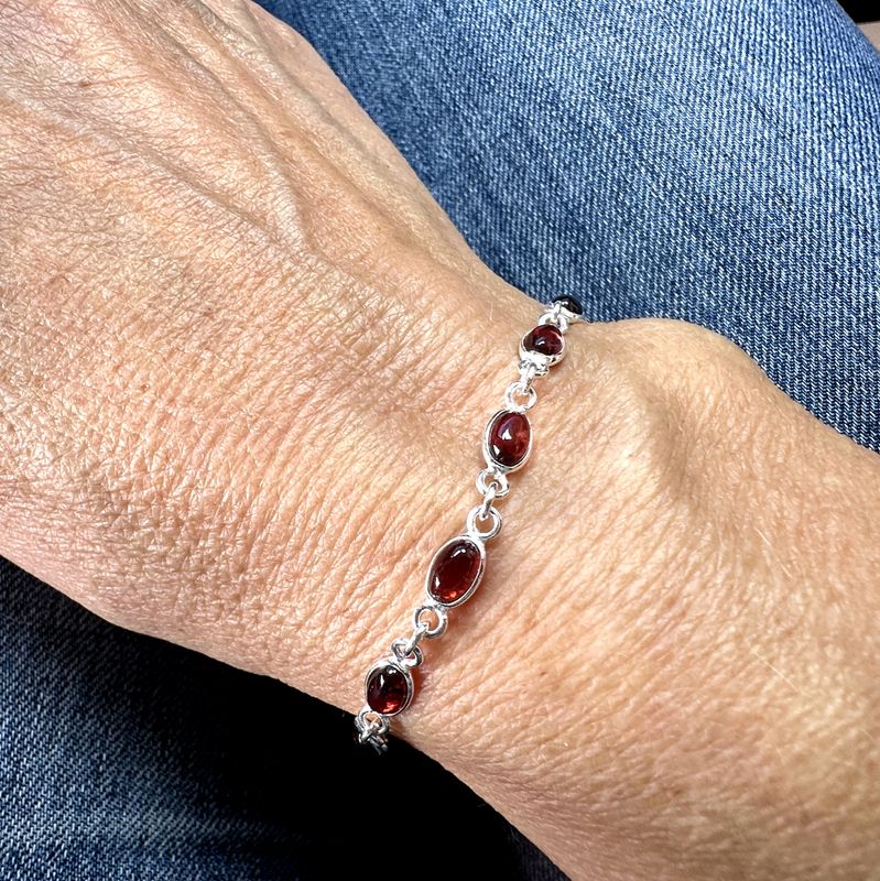 real garnet bracelet 925 sterling silver