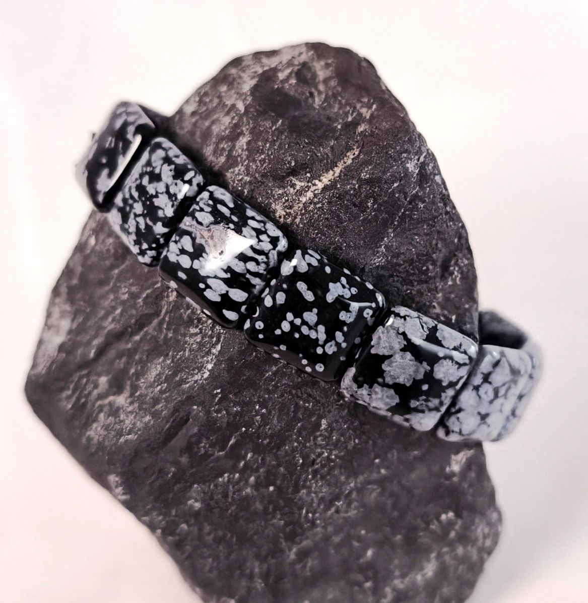 Bracelet made of snowflake obsidian