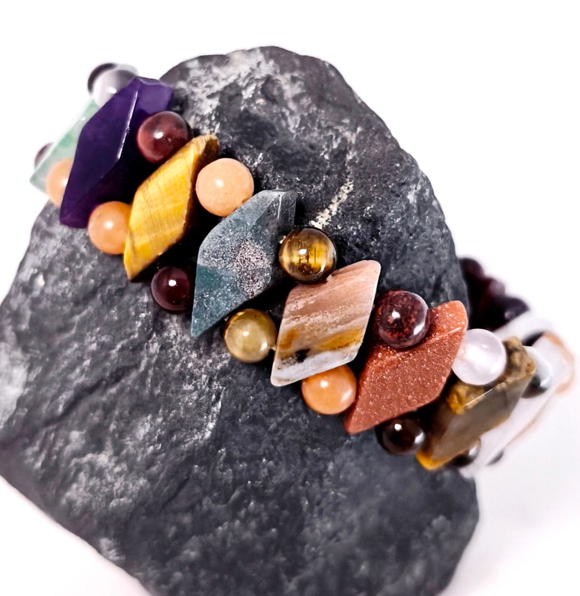 Colorful bracelet made from various gemstones
