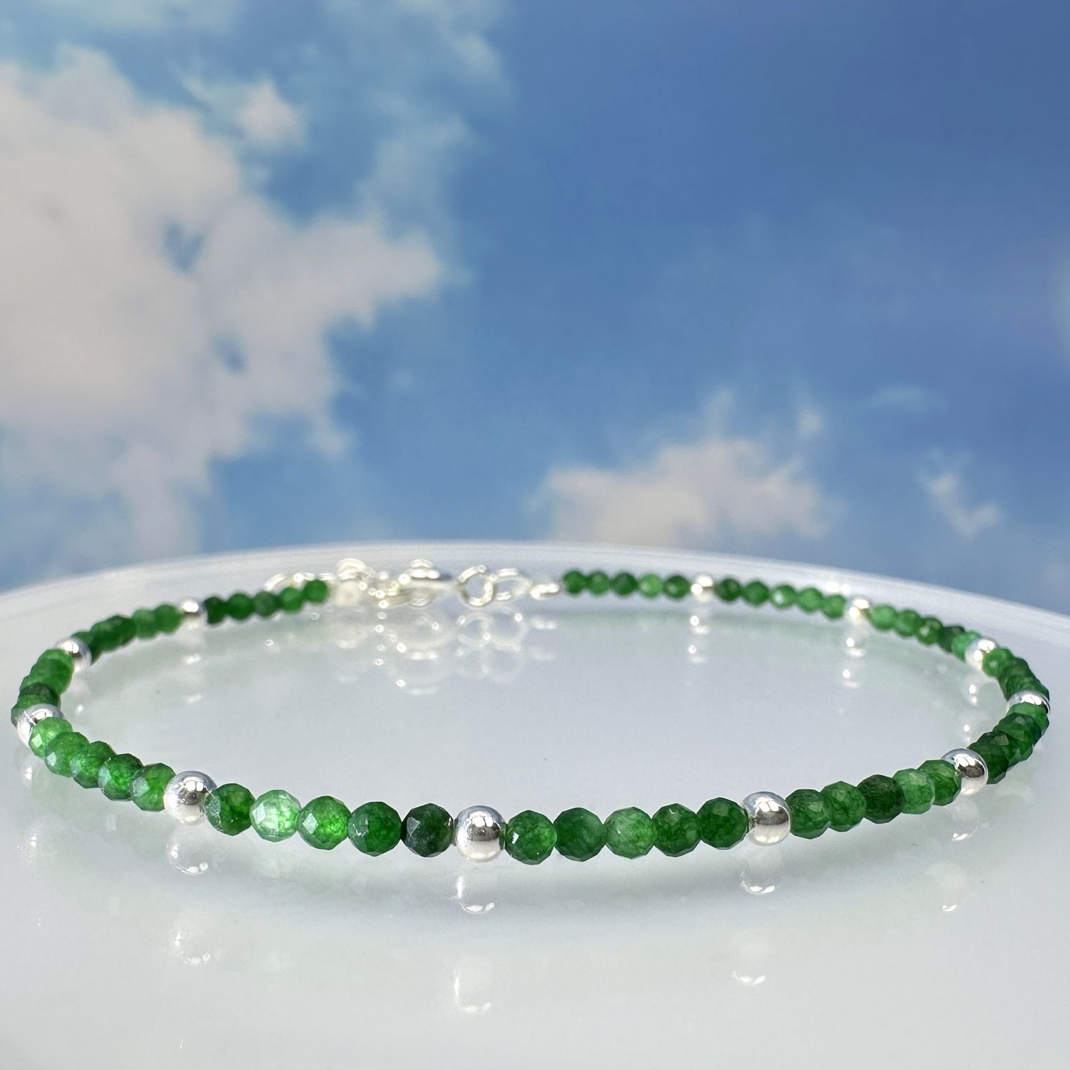 Chromium diopside bracelet 925 sterling silver