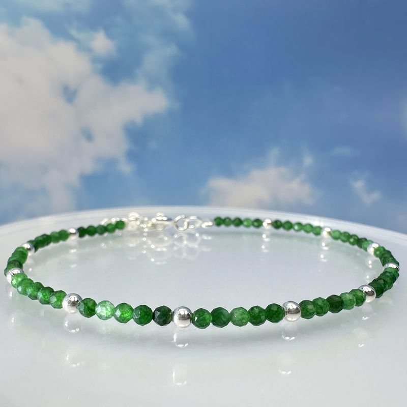 Chromium diopside bracelet 925 sterling silver