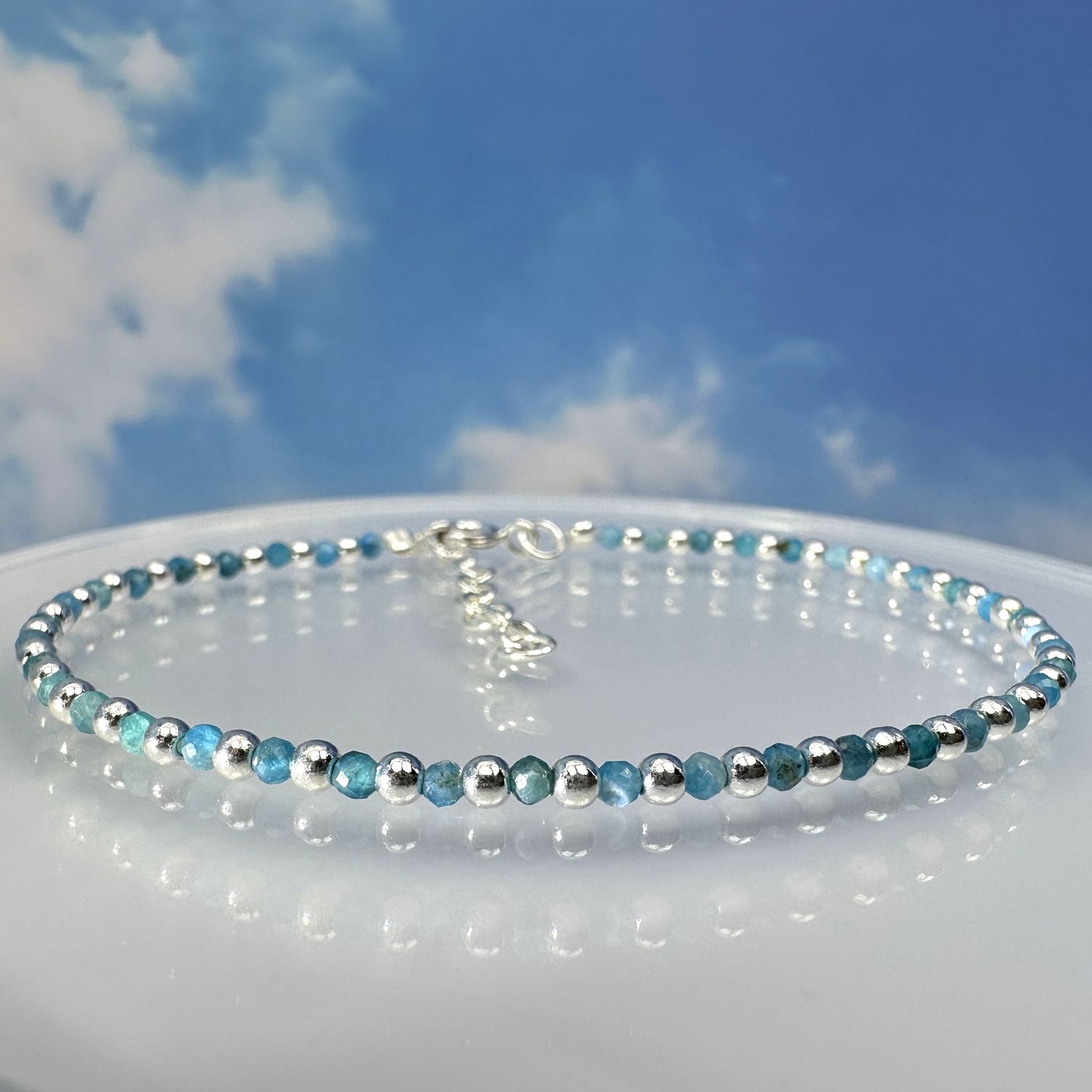 Apatite bracelet 925 sterling silver