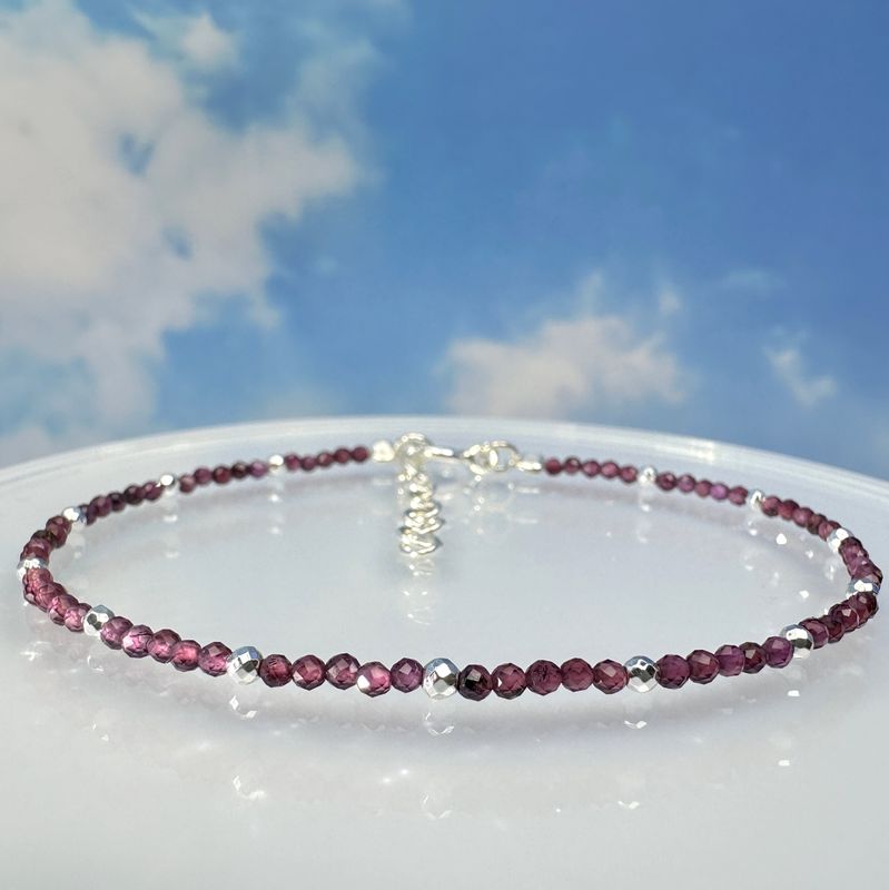 Garnet bracelet 925 sterling silver
