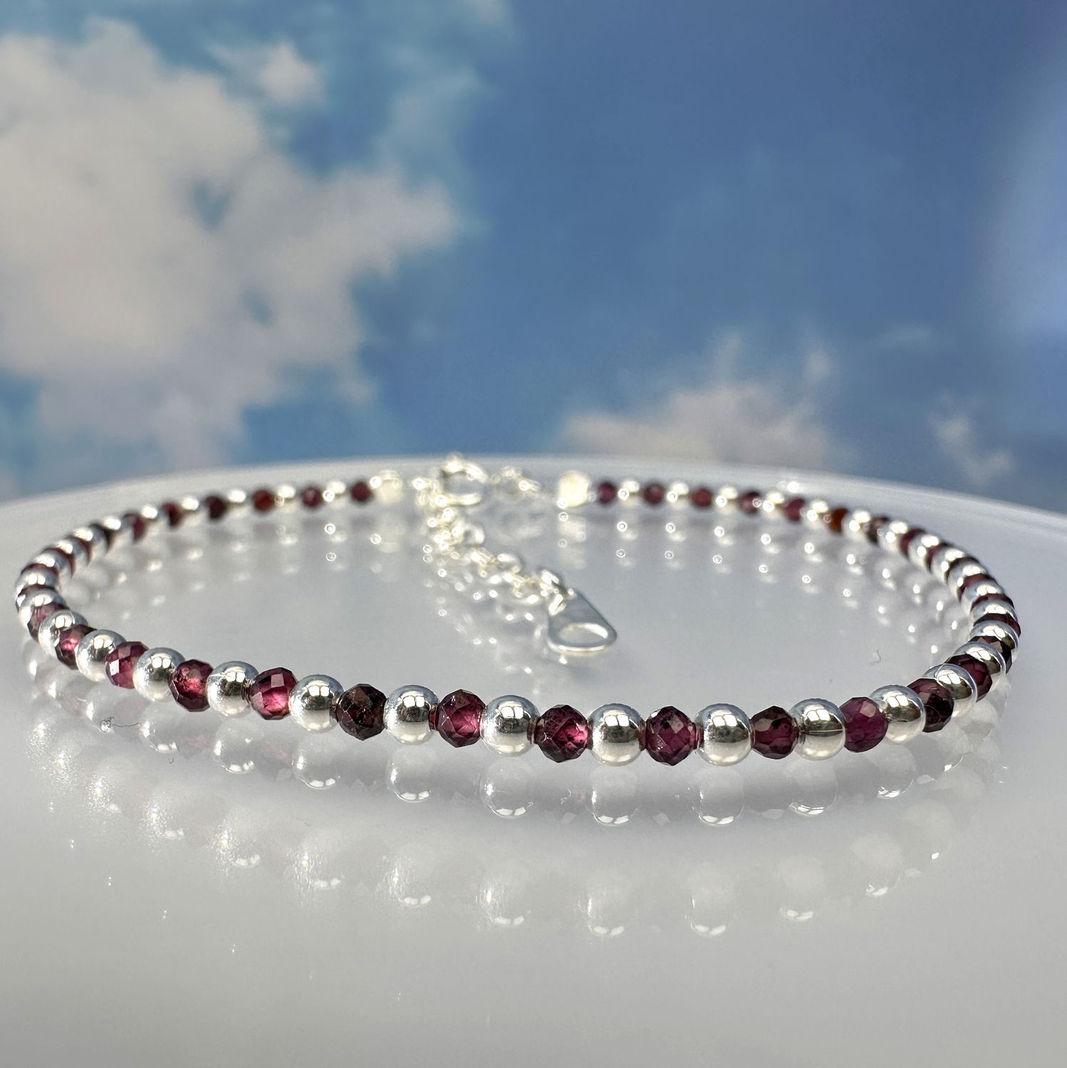 Garnet bracelet 925 sterling silver
