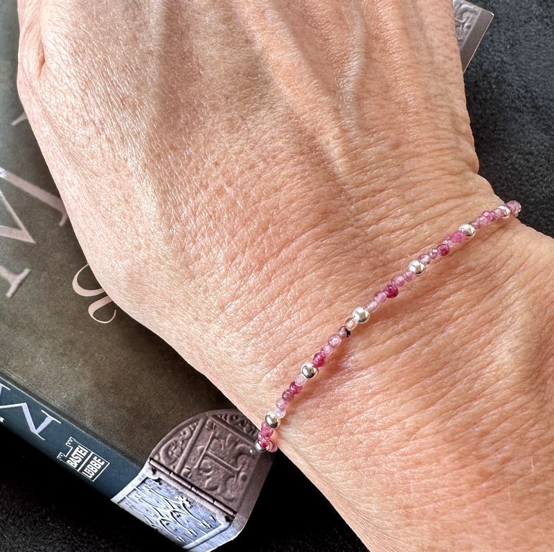 Pink quartz bracelet 925 sterling silver