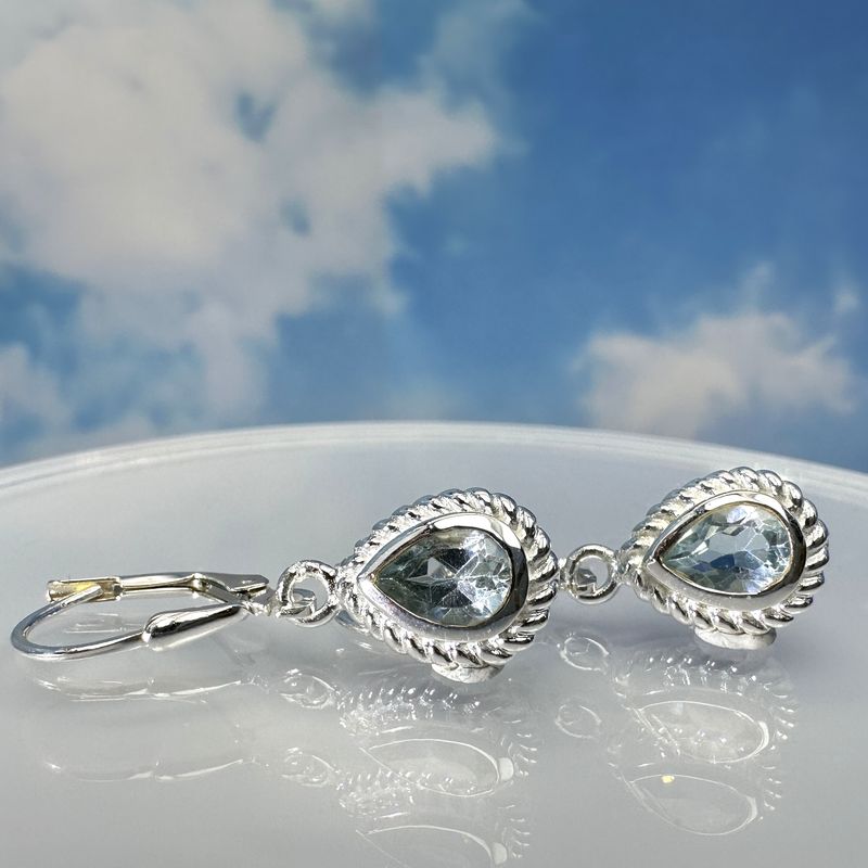 Earrings real topaz 925 sterling silver