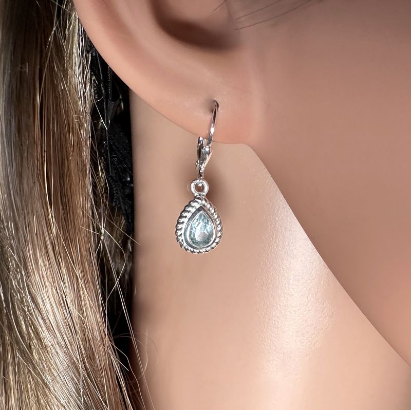 Earrings real topaz 925 sterling silver