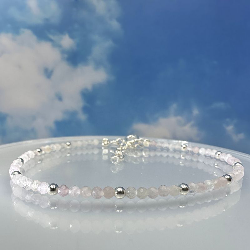 Rose quartz bracelet 925 sterling silver