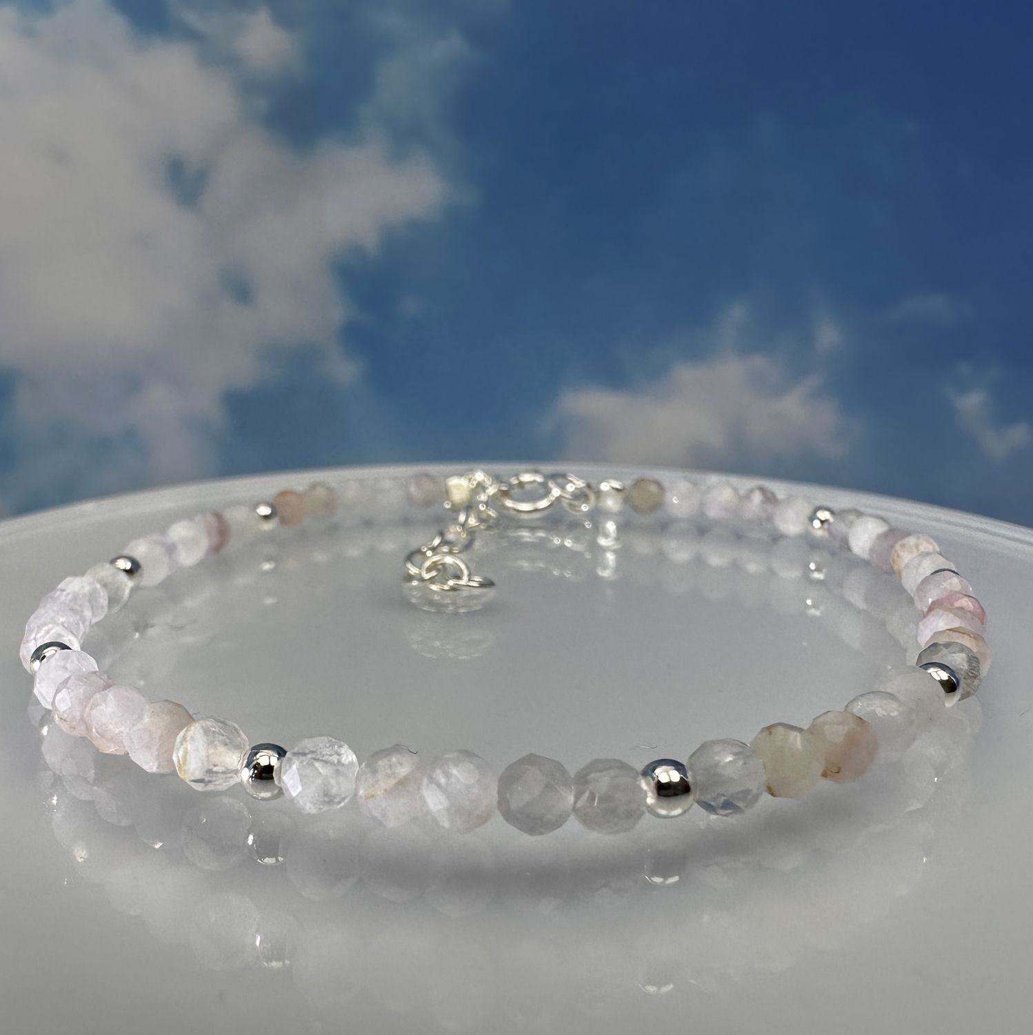 Rose quartz bracelet 925 sterling silver