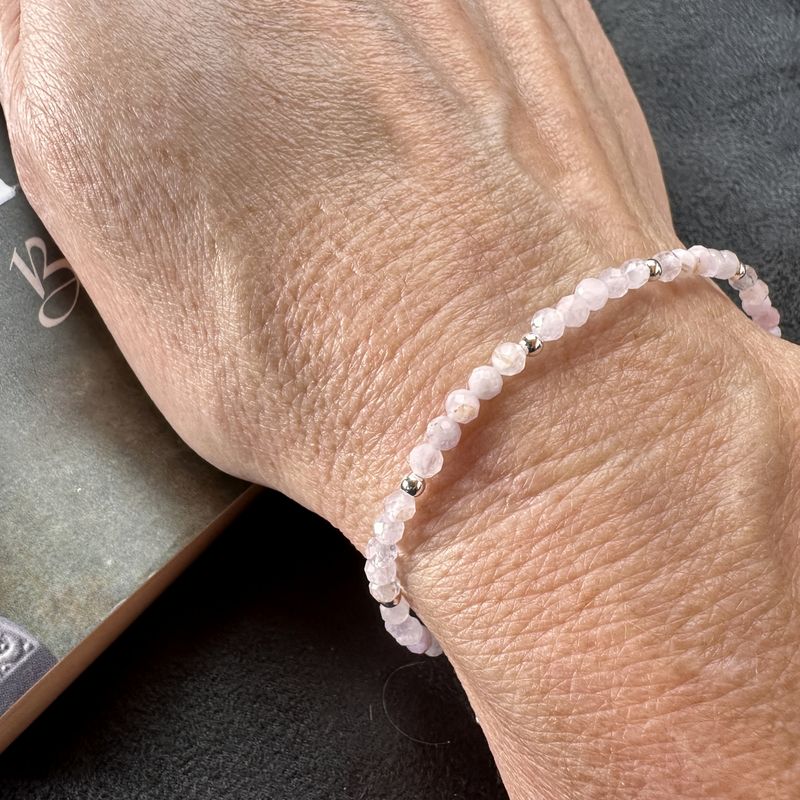 Rose quartz bracelet 925 sterling silver