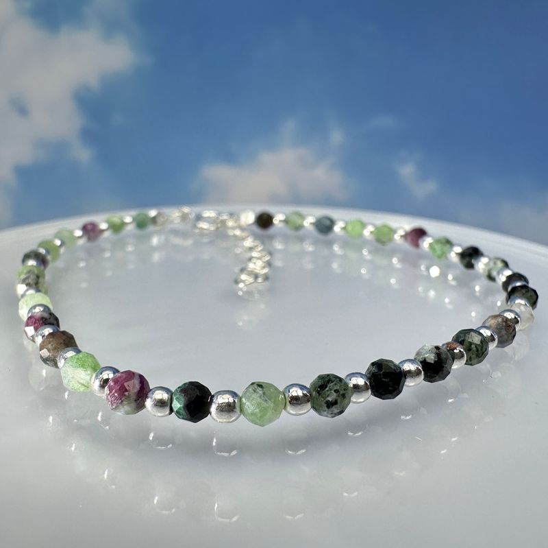 Rubinzoisite  bracelet 925 sterling silver