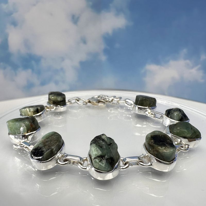 Emerald bracelet 925 sterling silver