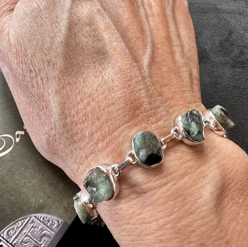 Emerald bracelet 925 sterling silver