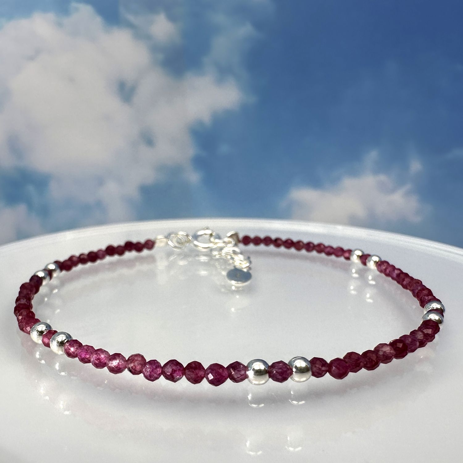 Rhodolite bracelet 925 sterling silver