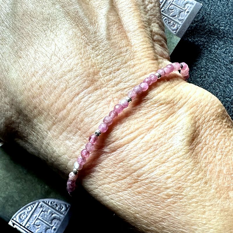 Pink tourmaline bracelet 925 sterling silver