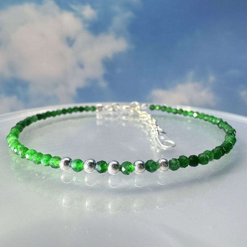Chromium diopside bracelet 925 sterling silver