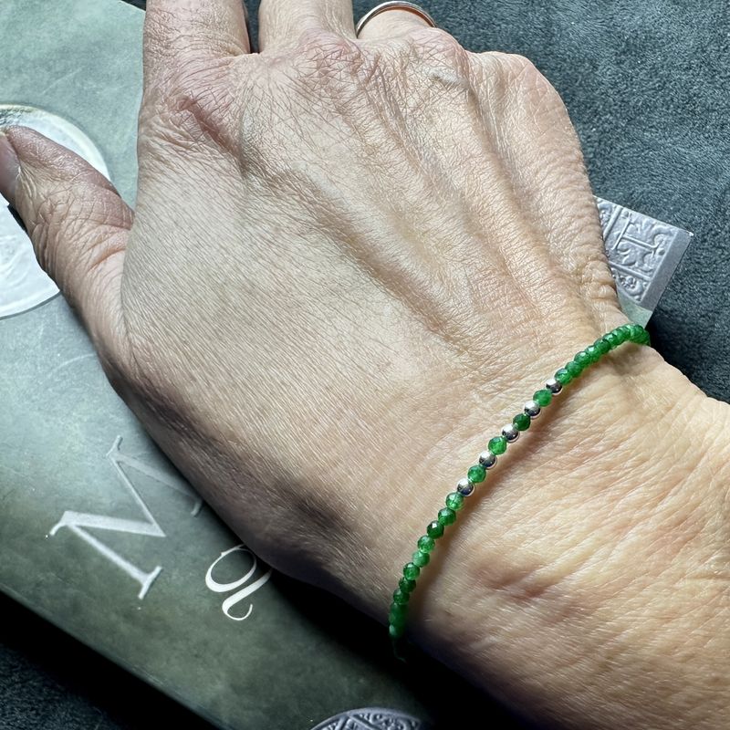 Chromium diopside bracelet 925 sterling silver