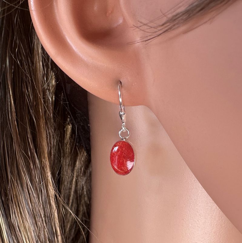 Beautiful genuine foam coral​ earrings in 925 sterling silver.