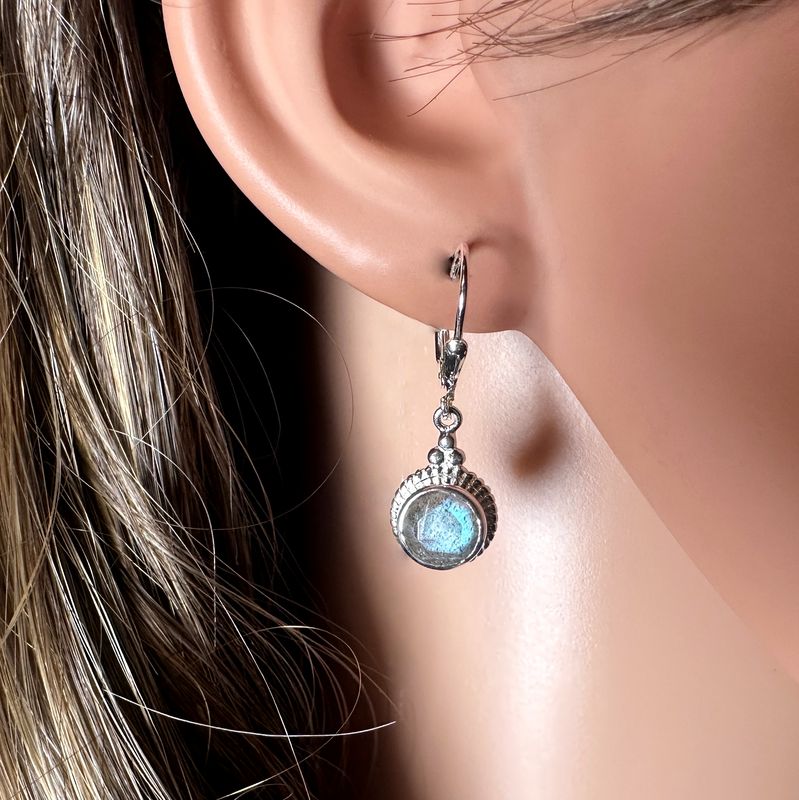 Earrings genuine, natural labradorite 925 silver