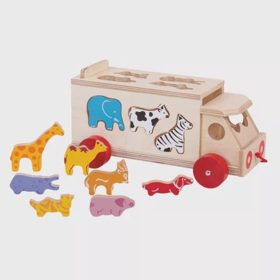 Bigjigs houten dieren truck Lorry